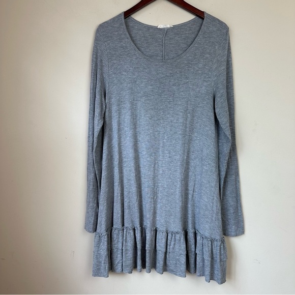 EASEL Grey Long Sleeve Grey Ruffle Dress - Picture 2 of 6